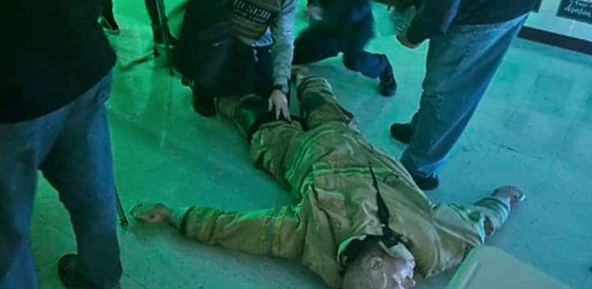 Active threat response scenario in a school classroom